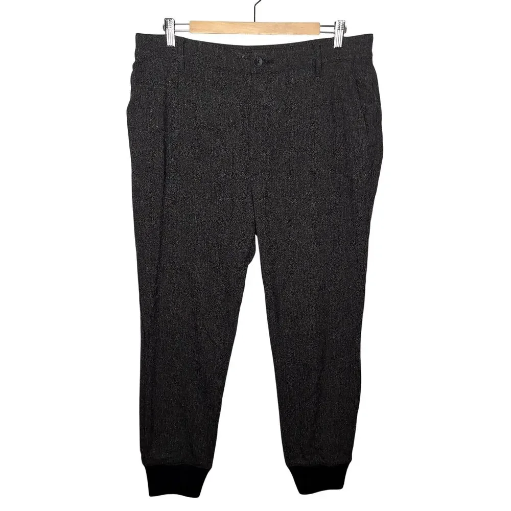 Paige Men's Elmwood Jogger Hybrid Dress Pants 33 Black Coffee Black Gray Tweed